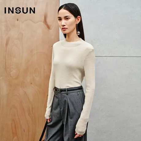 INSUN恩裳线上专选冬季弹力羊毛混纺毛针织衫商品大图