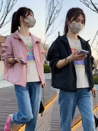 防晒衣女短款连帽薄款小个子外套2023新款韩版宽松百搭休闲上衣潮商品大图