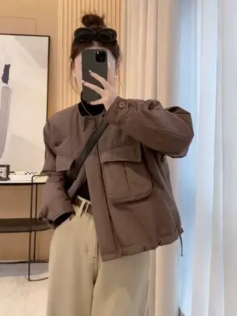 棉衣女2023冬季新款上档次气质百搭外套宽松大口袋上衣短款棉服潮商品大图