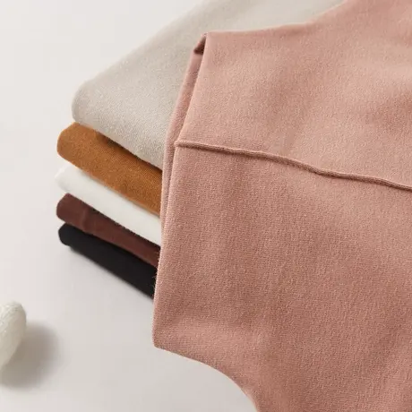 秋季韩版半高领修身纯棉纯色燕尾摆长袖体恤上衣内搭打底衫女正肩商品大图