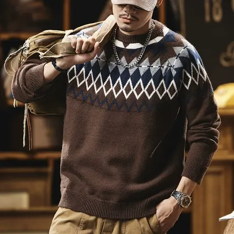 百搭潮流毛衣冬季保暖休闲情侣毛衣宽松舒适毛衣男款冬季潮流毛衣图片