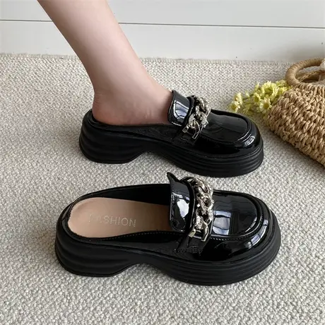 包头半拖女款夏季2024年新款晚风气质粗跟厚底凉拖高级感防滑拖鞋商品大图