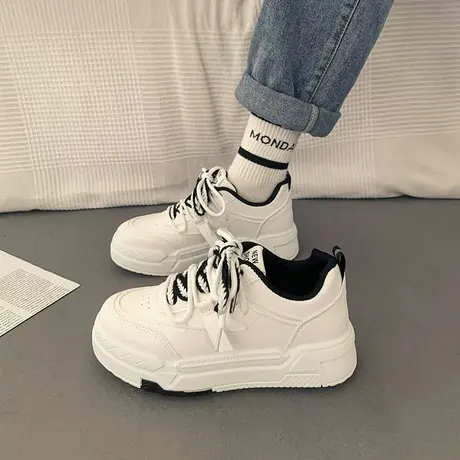 爆款港风厚底小白鞋女春秋季高级感2024新款小众百搭休闲运动板鞋商品大图