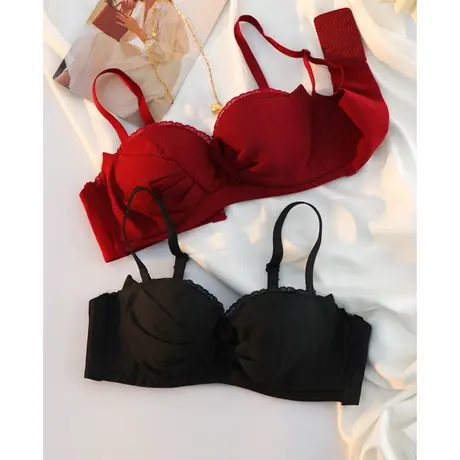 少女内衣大学学生无钢圈胸罩小胸聚拢收副乳上托甜美纯欲文胸套装图片