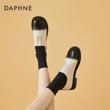 达芙妮圆头小皮鞋女英伦风2021年秋冬新款平底单鞋女软底日系jk鞋商品大图