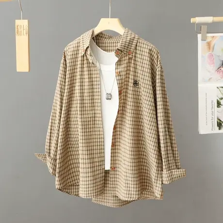 设计感小众休闲格子衬衫外套女2024早春新款女装法式衬衣长袖上衣商品大图