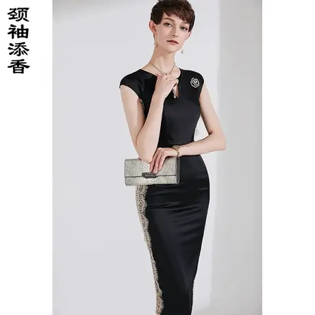颈袖添香2024春夏季新款修身时尚轻礼服ol职业装中长款包臀连衣裙图片