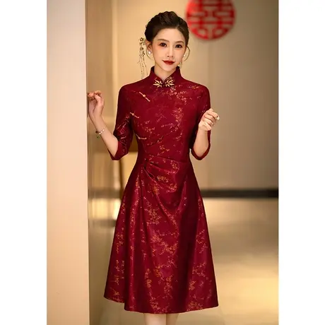 春秋妈妈装喜服年轻高贵喜婆婆婚宴装旗袍礼服婚礼洋气结婚敬酒服图片