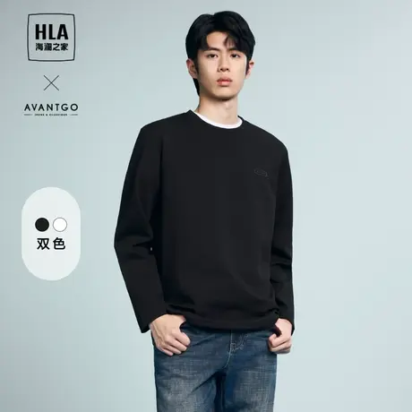 【呼呼专享】HLA/海澜之家轻商务经典长袖T恤24春夏季新款微弹卫图片