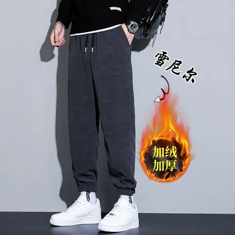 冬季加棉运动卫裤男士秋冬款休闲裤子2023新款加绒加厚灯芯绒男裤商品大图