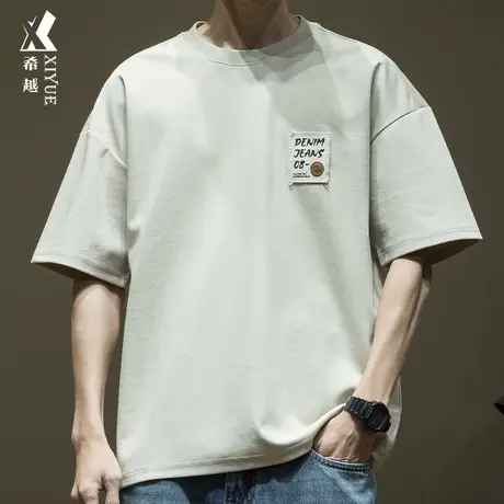 重磅270g天丝棉短袖T恤男2024春夏新款宽松大码男士凉感休闲上衣商品大图