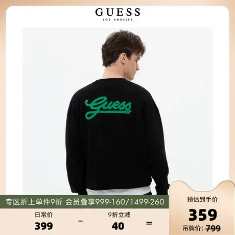 GUESS23新情侣款刺绣大LOGOoversize针织套头圆领卫衣M3PP50K2Q40商品大图