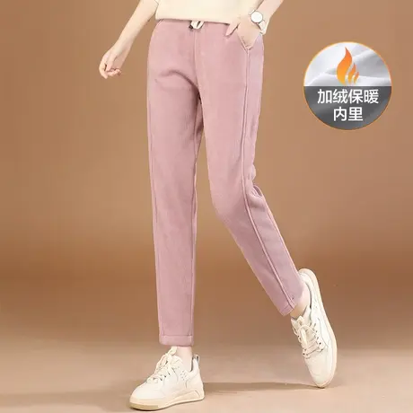 韩潮袭人松紧高腰雪尼尔直筒运动裤女2023冬季新款加绒休闲卫裤子图片