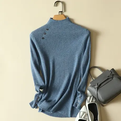 半高领毛衣打底衫女士内搭秋冬季2022年新款爆款加厚洋气针织上衣商品大图