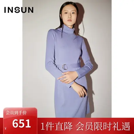 恩裳COVER冬季2022时尚高领收腰气质款通勤羊毛毛衫连衣裙女图片