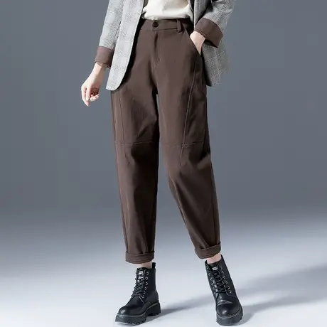 九分萝卜裤女加绒裤子2023新款秋冬休闲冬季女裤妈妈哈伦裤老爹裤商品大图
