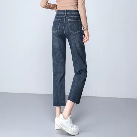 高腰牛仔裤女2023年新款烟管裤秋季裤子春秋女裤小个子九分直筒裤图片