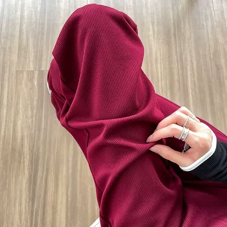 深红色美式阔腿裤女春秋新款高腰显瘦抽绳窄版直筒设计感运动裤潮商品大图