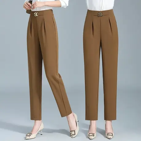 高级休闲西裤女秋季新款高腰显瘦垂感小脚哈伦裤小个子百搭烟管裤商品大图
