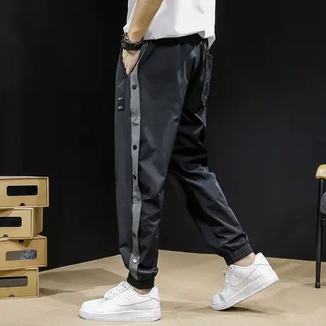 夏季排扣休闲运动裤男冰丝薄款男士裤子宽松大码加肥加大男裤速干商品大图