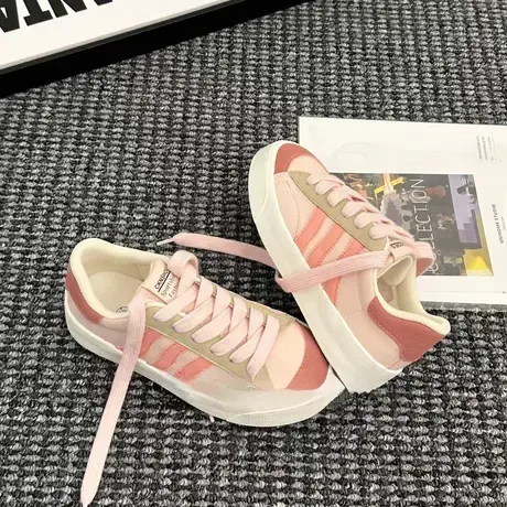 多巴胺厚底运动板鞋2023年夏季透气港风小白鞋百搭低帮小众休闲鞋图片