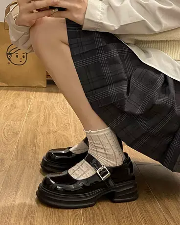 玛丽珍鞋女厚底浅口单鞋学生2023夏季新款圆头英伦风配裙子小皮鞋图片