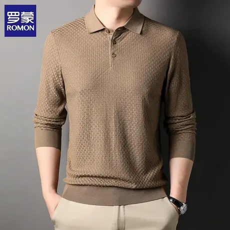 罗蒙羊毛长袖Polo衫男士春秋冬季商务休闲亲肤柔顺百搭打底衫上衣图片