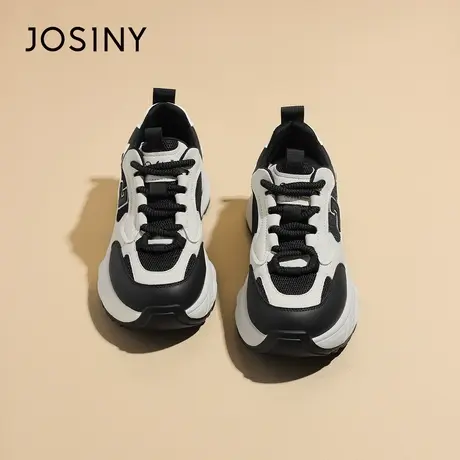 Josiny/卓诗尼黑色厚底老爹鞋女2024春季新款运动休闲鞋炸街女鞋商品大图