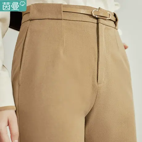 茵曼旗舰店垂感休闲直筒裤女士2023年冬季新款弹力保暖毛呢长裤子图片