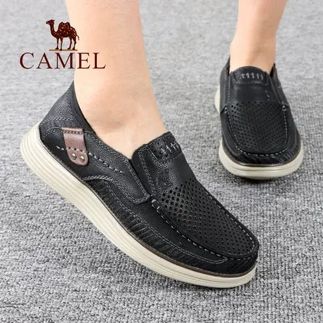 Camel/骆驼男鞋夏季网眼孔透气牛皮户外休闲轻便舒适爸爸皮凉鞋子商品大图