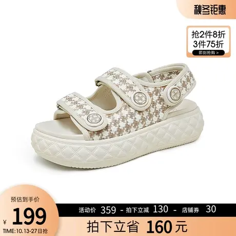 骆驼女鞋2023夏季新款花色圆头休闲日常凉鞋运动街头风潮酷凉鞋商品大图