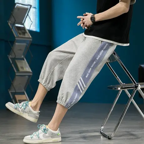 夏季薄款七分裤男孩13岁初中学生14大童短裤子15宽松运动休闲中裤商品大图