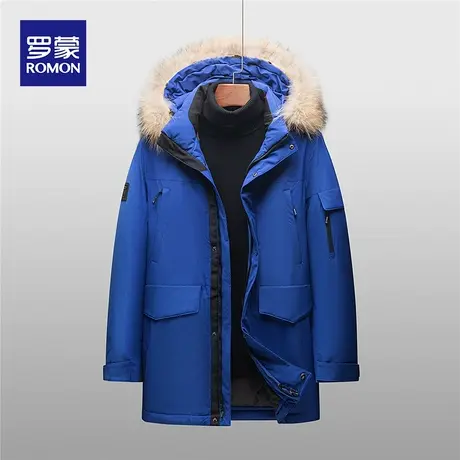 罗蒙羽绒服男士中长款加厚保暖派克服冬季休闲连帽羽绒衣外套男装图片