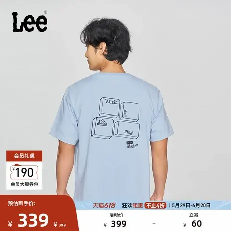Lee商场同款25春夏新品舒适版圆领办公元素图案印花男短袖T恤休闲图片