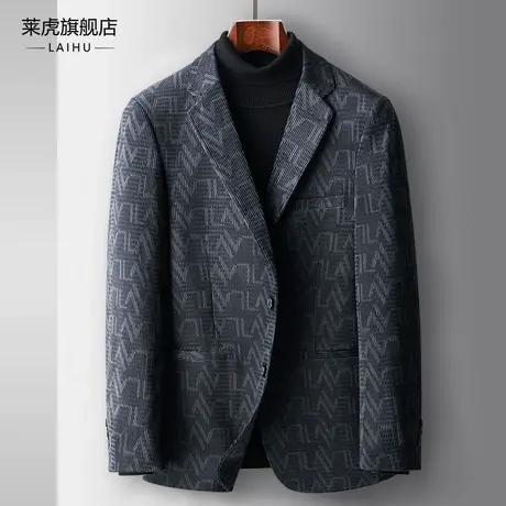 灯芯绒休闲西装外套男士秋冬季修身中年单件商务休闲小西服上衣潮商品大图