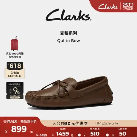 Clarks其乐Quilto Bow女鞋春季豆豆鞋英伦复古一脚蹬乐福鞋懒人鞋图片