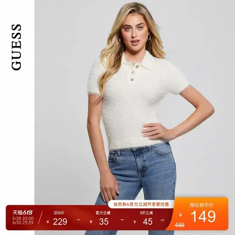 GUESS女士气质正肩polo领短袖针织衫-W4BR0HZ3BH0商品大图
