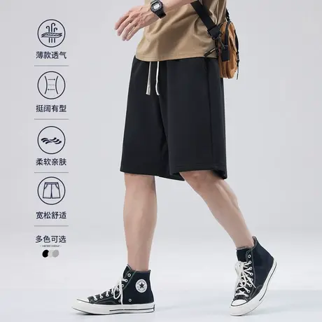 hansca美式运动短裤男士夏季外穿重磅中裤针织卫裤宽松休闲五分裤图片