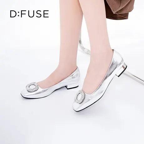 【昕怡粉丝专享】Dfuse方头平底鞋钻扣单鞋女奶奶鞋软底图片
