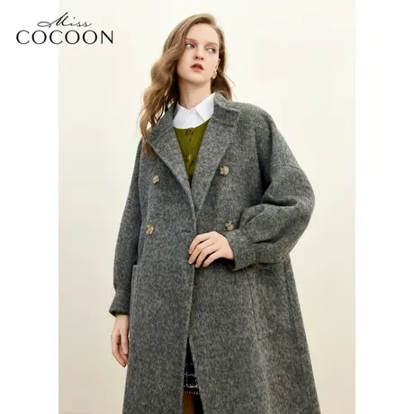 missCOCOON静奢风2023冬装新款女宽松廓形灯笼袖毛呢外套图片