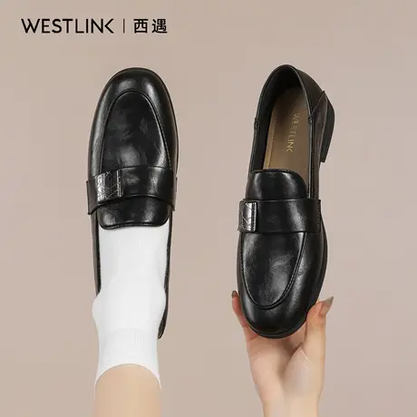 西遇英伦风乐福鞋女2025秋季新款通勤软底小皮鞋金属扣复古单鞋A商品大图