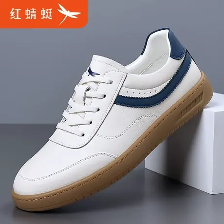红蜻蜓男鞋冬季新款加绒真皮板鞋男士休闲运动时尚皮鞋百搭小白鞋商品大图