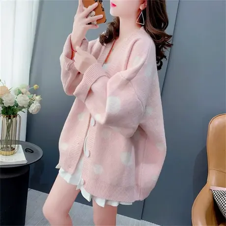 网红毛衣开衫女宽松外穿秋冬2023新款韩版慵懒风加厚甜美针织外套图片