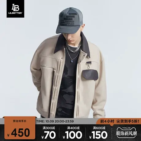 LiLbetter羊毛外套男呢子大衣高级感翻领教练夹克秋冬毛呢男装LB商品大图