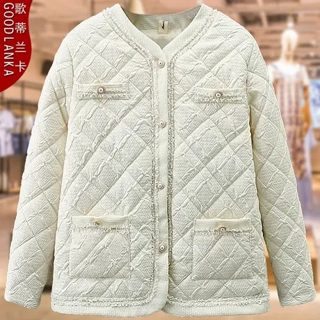 加肥加大码胖妈妈冬季小香风棉衣女宽松时尚减龄加厚羽绒棉服外套商品大图