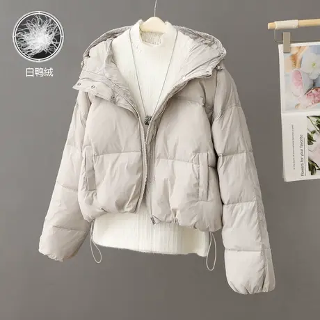 洋气短款羽绒服女士2023年冬季新款加厚设计感小众轻便白鸭绒外套图片