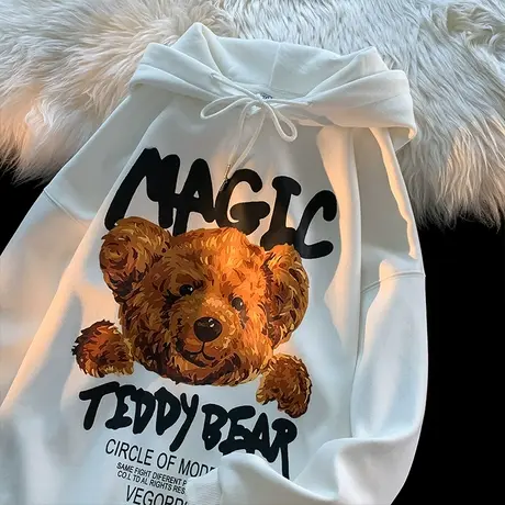 美式复古vintage卫衣女秋冬季加绒加厚连帽oversize慵懒风外套潮商品大图