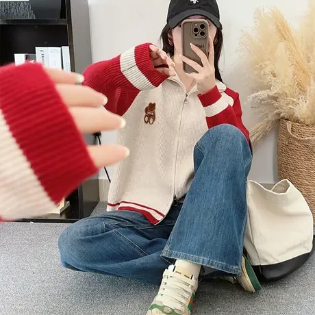 开衫毛衣外套女秋冬2023新款日系慵懒宽松洋气加厚针织上衣女外穿图片