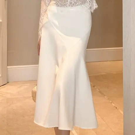 高腰垂感荷叶边百搭显瘦半身裙2024新款优雅气质中长款修身包臀裙图片