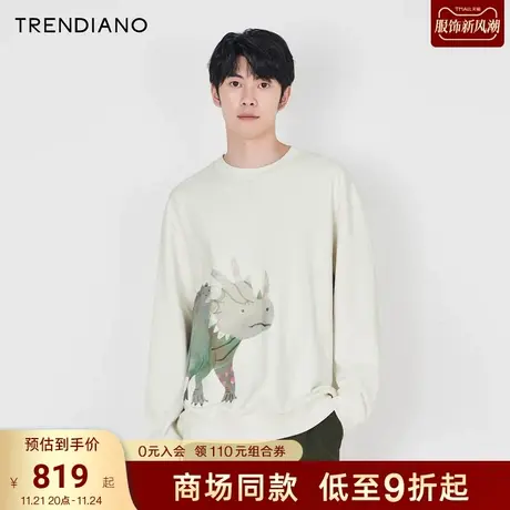 TRENDIANO户外艺术联名系列恐龙插画廓形圆领卫衣2023新款秋季商品大图